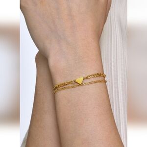 Gold Plated Double Layer Heart Bracelet